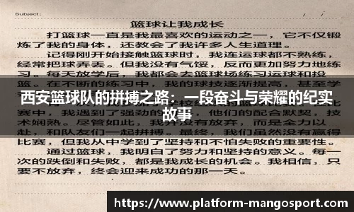 西安篮球队的拼搏之路：一段奋斗与荣耀的纪实故事